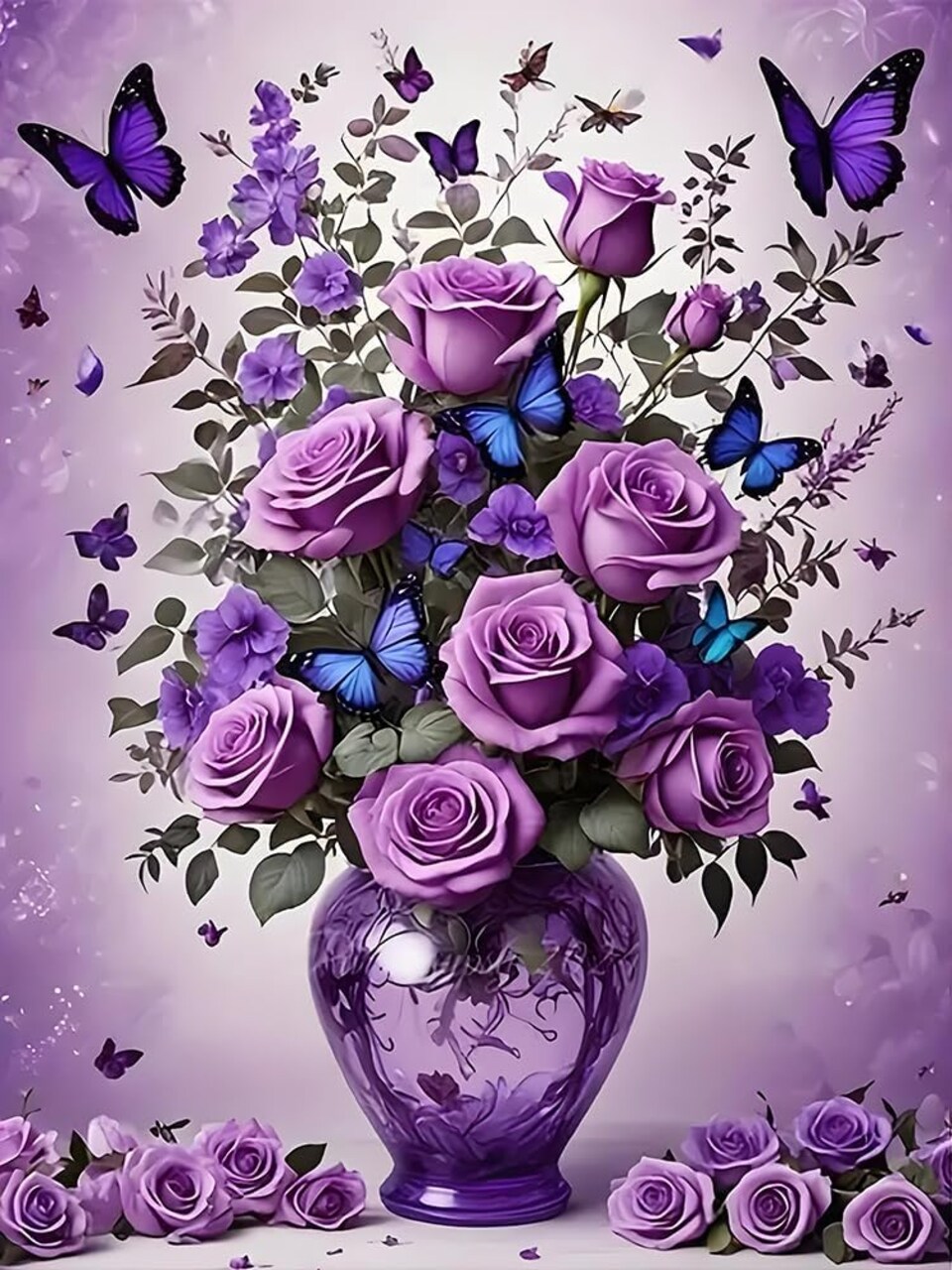 Floral&Butterfly Diamond Art Kits for Adults Beginners,DIY 5D Diamond Painting Flowers,Round Full Drill Gem Art for Adults,Diamond Dots Paintings Picture Crafts Home Wall Decor